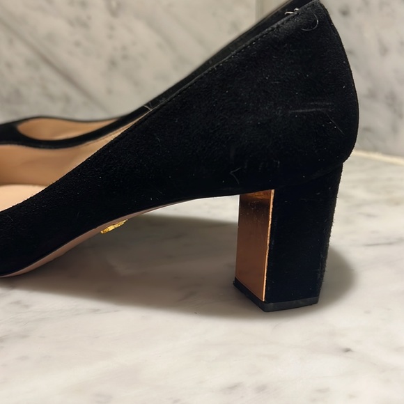 Prada Black Suede Pumps with Rose Gold Heel in size 37 1/2 - Picture 3 of 4